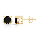 5MM Round Lab Created Black Diamond Cat Stud Earrings AAAA ( Synthetic ) - Rosec Jewels