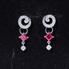 Genuine Ruby and Diamond Bridal Earrings with Certificate AAA - Rosec Jewels