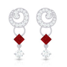 Genuine Ruby and Diamond Bridal Earrings with Certificate AAA - Rosec Jewels