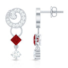 Genuine Ruby and Diamond Bridal Earrings with Certificate AAA - Rosec Jewels