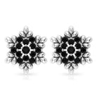 Certified Black Onyx Snowflake Stud Earrings for Women AAA - Rosec Jewels
