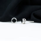 Black Onyx Solitaire Stud Earrings in Bezel Setting Black Onyx - ( AAA ) - Quality - Rosec Jewels