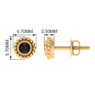 Bezel Set Black Spinel Stud Earrings with Beaded Gold Black Spinel - ( AAA ) - Quality - Rosec Jewels