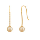 South Sea Pearl and Diamond Drop Earring with Fish Hook Closure South Sea Pearl - ( AAA ) - Quality - Rosec Jewels