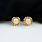 8 MM South Sea Pearl Solitaire and Gold Swirl Stud Earrings South Sea Pearl - ( AAA ) - Quality - Rosec Jewels