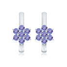 Round Shape Tanzanite Flower Hoop Earrings AAA - Rosec Jewels
