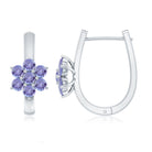 Round Shape Tanzanite Flower Hoop Earrings AAA - Rosec Jewels