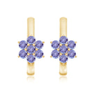 Round Shape Tanzanite Flower Hoop Earrings AAA - Rosec Jewels