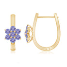 Round Shape Tanzanite Flower Hoop Earrings AAA - Rosec Jewels