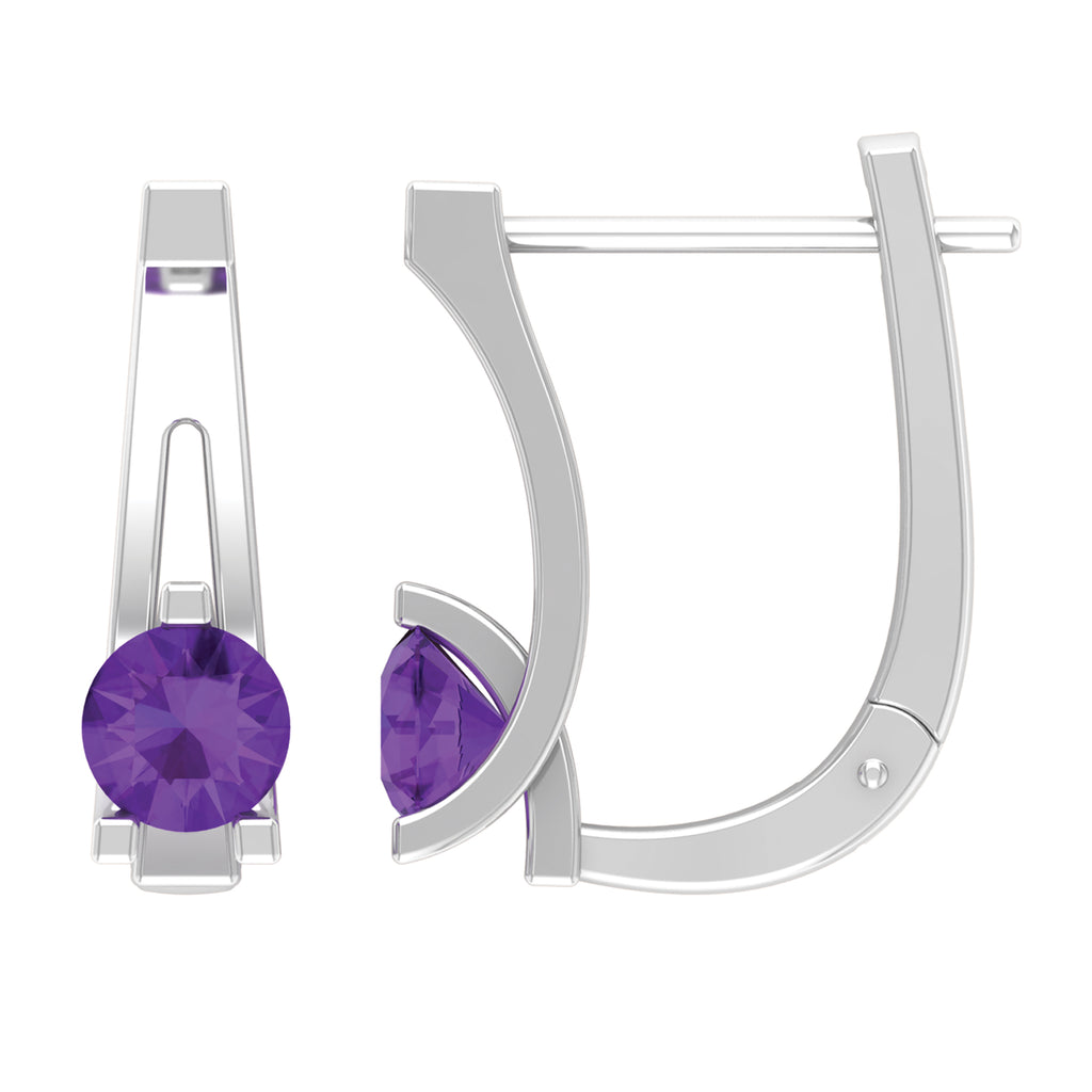 Rosec Jewels - Real Amethyst Solitaire Lever Back Earrings