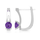 Solitaire Amethyst J Hoop Earrings for Women AAA - Rosec Jewels