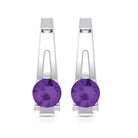 Solitaire Amethyst J Hoop Earrings for Women AAA - Rosec Jewels