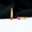 Simple Pink Tourmaline Solitaire J Hoop Earrings Pink Tourmaline - ( AAA ) - Quality - Rosec Jewels