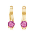 Natural Pink Tourmaline J Hoop Earrings AAA - Rosec Jewels