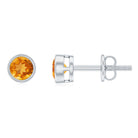 Solitaire 1 Carat Citrine Stud Earrings in Bezel Setting AAA - Rosec Jewels