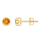 1 CT Genuine Citrine Solitaire Stud Earrings in Bezel Setting Citrine - ( AAA ) - Quality - Rosec Jewels
