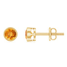 Solitaire 1 Carat Citrine Stud Earrings in Bezel Setting AAA - Rosec Jewels
