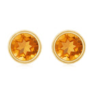 Solitaire 1 Carat Citrine Stud Earrings in Bezel Setting AAA - Rosec Jewels