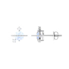Moonstone Contemporary Celestial Stud Earrings with Diamond Moonstone - ( AAA ) - Quality - Rosec Jewels