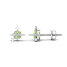 Green Sapphire Celestial Stud Earrings with Diamond Green Sapphire - ( AAA ) - Quality - Rosec Jewels