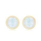 Real Moonstone Solitaire Stud Earrings in Bezel Setting AAA - Rosec Jewels