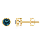 Bezel Set Round London Blue Topaz Solitaire Stud Earrings AAA - Rosec Jewels