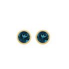 Bezel Set Round London Blue Topaz Solitaire Stud Earrings AAA - Rosec Jewels