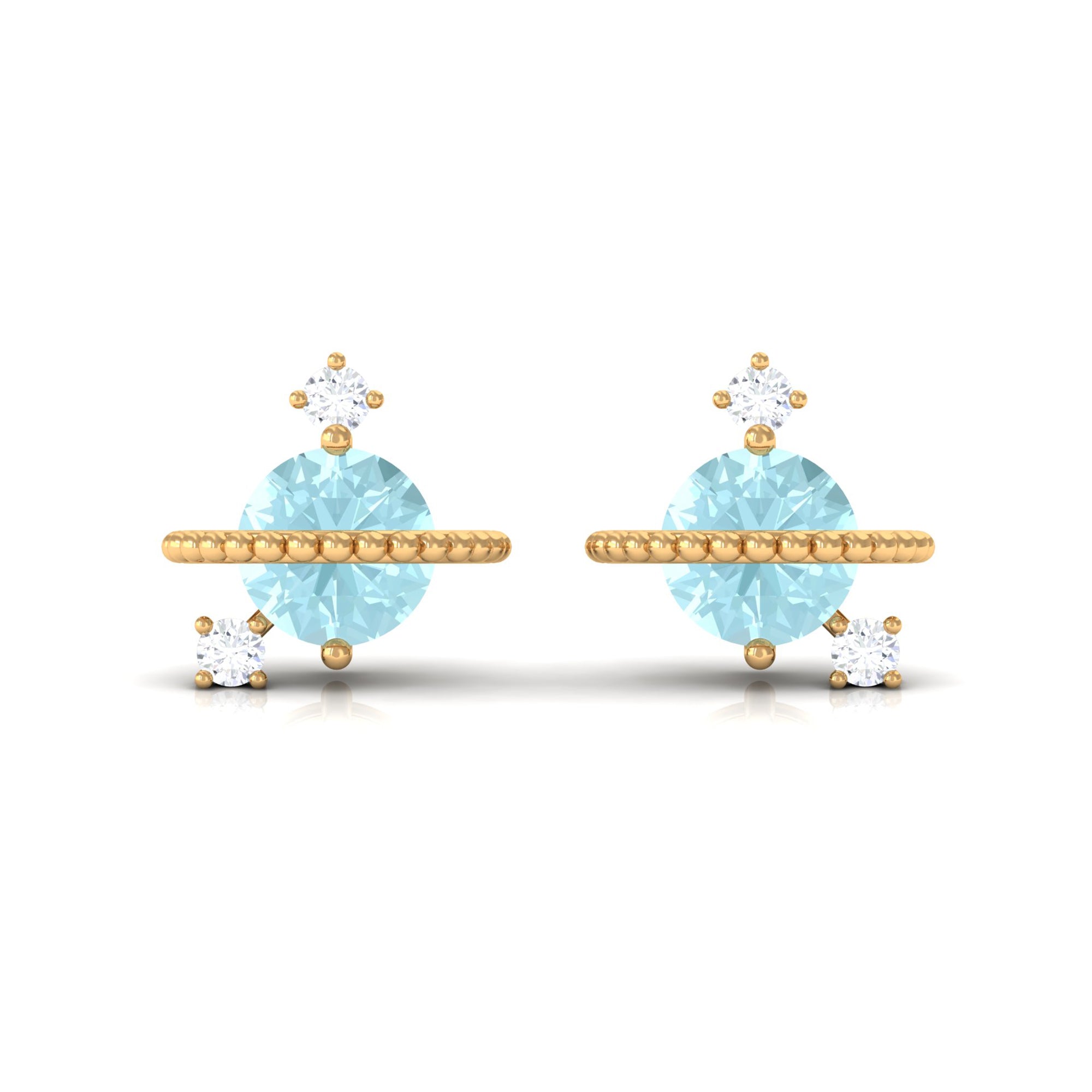 Sky Blue Topaz and Diamond Celestial Stud Earrings Sky Blue Topaz - ( AAA ) - Quality - Rosec Jewels