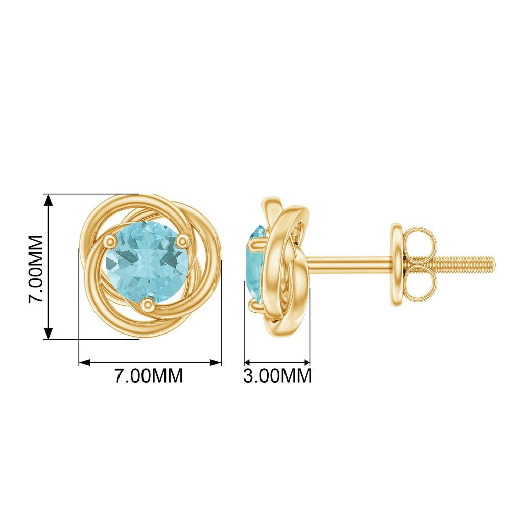1.25 CT Solitaire Sky Blue Topaz and Gold Swirl Stud Earrings Sky Blue Topaz - ( AAA ) - Quality - Rosec Jewels