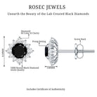 Round Lab Grown Black and White Diamond Halo Stud Earrings AAAA ( Synthetic ) - Rosec Jewels