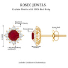 Ruby Classic Stud Earrings with Diamond Halo AAA - Rosec Jewels