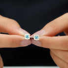 Real Aquamarine Stud Earrings with Diamond Halo AAA - Rosec Jewels