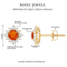 0.9 Carat Classic Fire Opal Stud Earrings with Diamond Halo AAA - Rosec Jewels