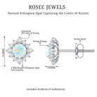 Classic Ethiopian Opal Stud Earrings with Diamond Halo AAA - Rosec Jewels
