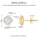 Classic Ethiopian Opal Stud Earrings with Diamond Halo AAA - Rosec Jewels