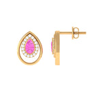 Classic Pink Sapphire and Diamond Teardrop Stud Earrings Pink Sapphire - ( AAA ) - Quality - Rosec Jewels