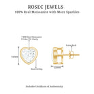 3 CT Heart Shape Moissanite Solitaire Stud Earrings in Bezel Setting Moissanite - ( D-VS1 ) - Color and Clarity - Rosec Jewels