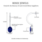 Oval Lab Created Blue Sapphire and Moissanite Hoop Drop Earrings AAAA - Rosec Jewels
