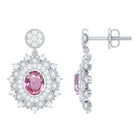 Rosec Jewels-Vintage Inspired Pink Sapphire and Diamond Bridal Dangle Earrings