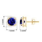 2.25 CT Created Blue Sapphire and Diamond Halo Stud Earrings Lab Created Blue Sapphire - ( AAAA ) - Quality - Rosec Jewels
