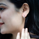 Pear Shape Ethiopian Opal Leaf Stud Earrings with Moissanite AAA - Rosec Jewels