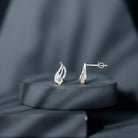 Pear Shape Ethiopian Opal Leaf Stud Earrings with Moissanite AAA - Rosec Jewels