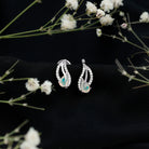 Pear Shape Ethiopian Opal Leaf Stud Earrings with Moissanite AAA - Rosec Jewels