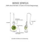 Round Peridot and Moissanite Drop Earrings with Fish Hook Peridot - ( AAA ) - Quality - Rosec Jewels