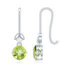 1 Carat Round Peridot and Moissanite Drop Earrings with Fish Hook AAA - Rosec Jewels