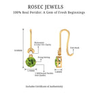 Round Peridot and Moissanite Drop Earrings with Fish Hook Peridot - ( AAA ) - Quality - Rosec Jewels