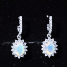 2.75 CT Oval Ethiopian Opal and Moissanite Sunburst J Hoop Drop Earrings Ethiopian Opal - ( AAA ) - Quality - Rosec Jewels