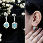 Certified 1.8 Carat Oval Ethiopian Opal Drop Earrings with Certificate AAA 92.5 Sterling Silver - Rosec Jewels