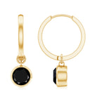 Bezel Set Black Onyx Hinged Hoop Drop Earrings Black Onyx - ( AAA ) - Quality - Rosec Jewels