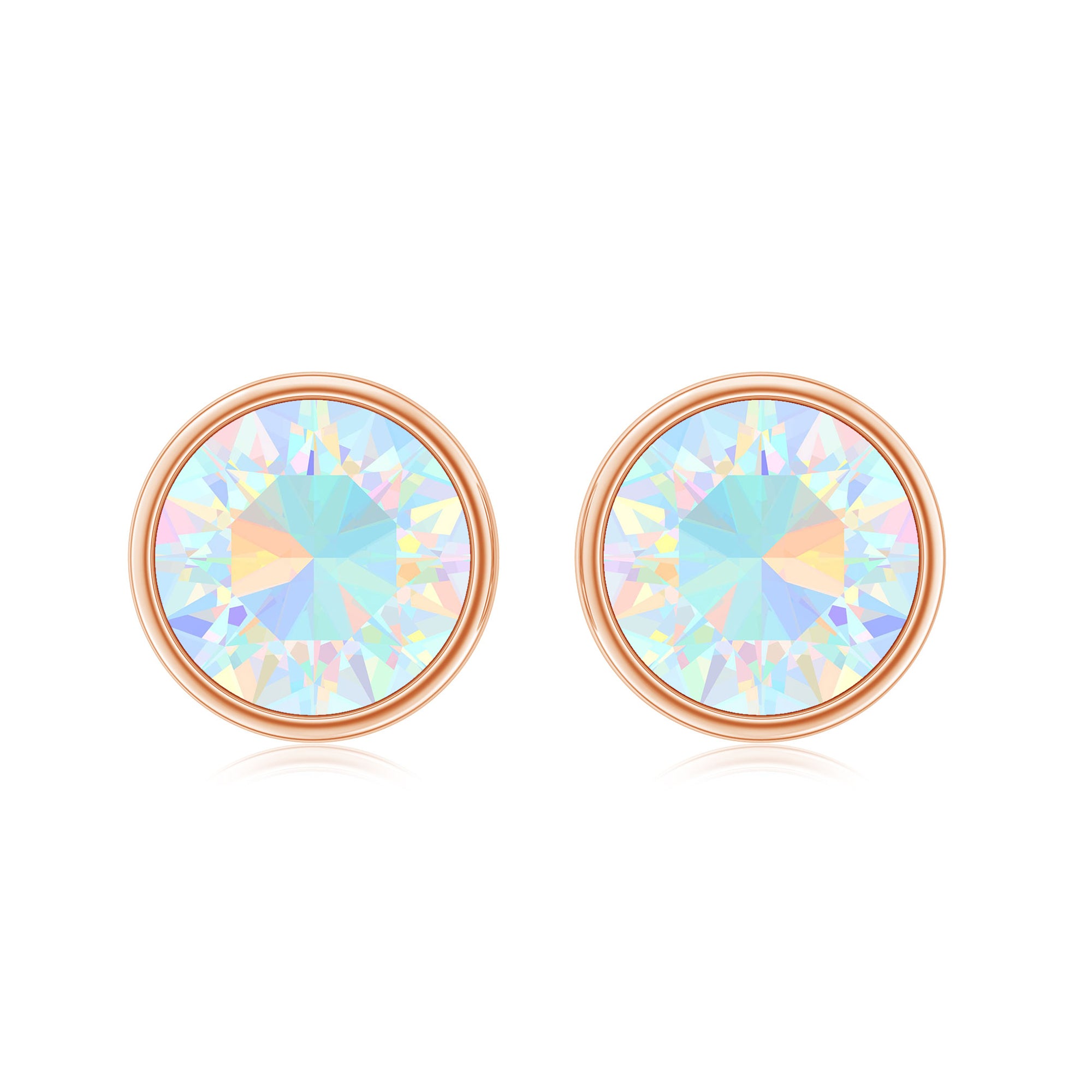 Ethiopian Opal Solitaire Stud Earrings with Screw Back Ethiopian Opal - ( AAA ) - Quality - Rosec Jewels